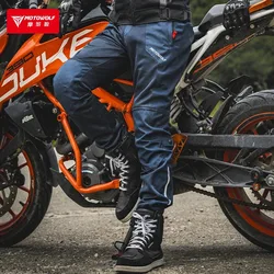 Motowolf pantalones de motocicleta para hombre, equipo de protección para montar en Moto, pantalones de Turismo, pantalones de Motocross, pantalones de Moto, engranajes de rodilla de cadera