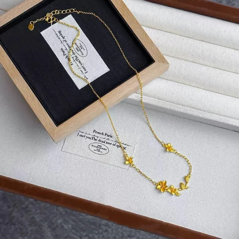 تصميم متخصص بمعنى سوبر خرافي جديد على الطراز الصيني فرع أوراق الأوركيد الخصبة على شكل زهرة الترقوة قلادة رائعة للنساء