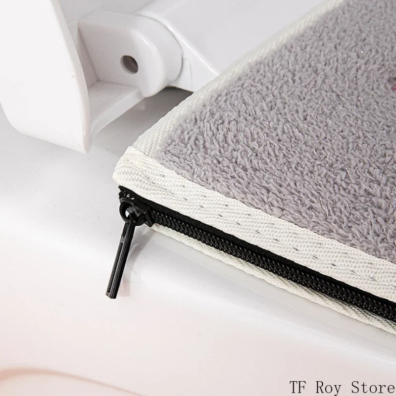 Peach Pattern Thickened Toilet Mat Universal Waterproof Zipper Embroidered Toilet Cover Home Toilet Seat Cushion Four Seasons