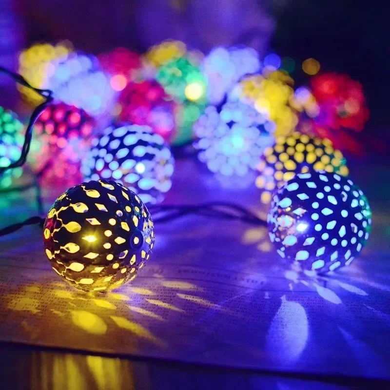 

20/30 50/LED марокканский шар солнечные гирлянды водонепроницаемый сказочный глобус фонарь уличный сад вечерние домашний декор освещение