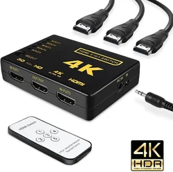 Commutateur HDMI 5 en 1 avec télécommande, 4K, 1080P, 5x1, 3x1, répartiteur vidéo, PS4, 3, TV Box, HDTV, PC