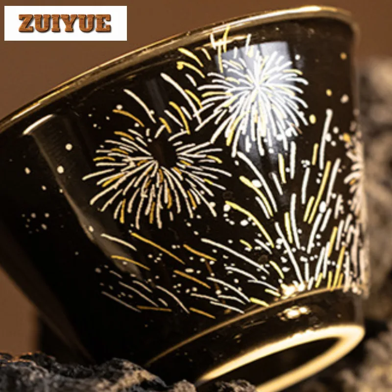 2pc/lot Black Gold And Silver Fireworks Teacup Boutique Tea Bowl Mug Tea-tasting Meditation Cup Chazhan Master Cups Cha 30ml - Image 3