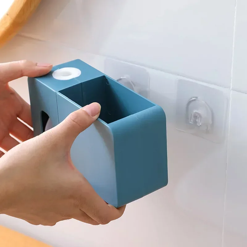 2 In 1 Toothpaste Dispenser With Toothbrush Holder Wall Mount Automatic Tooth Paste Squeezer Bath Organizer Bathroom Accessories