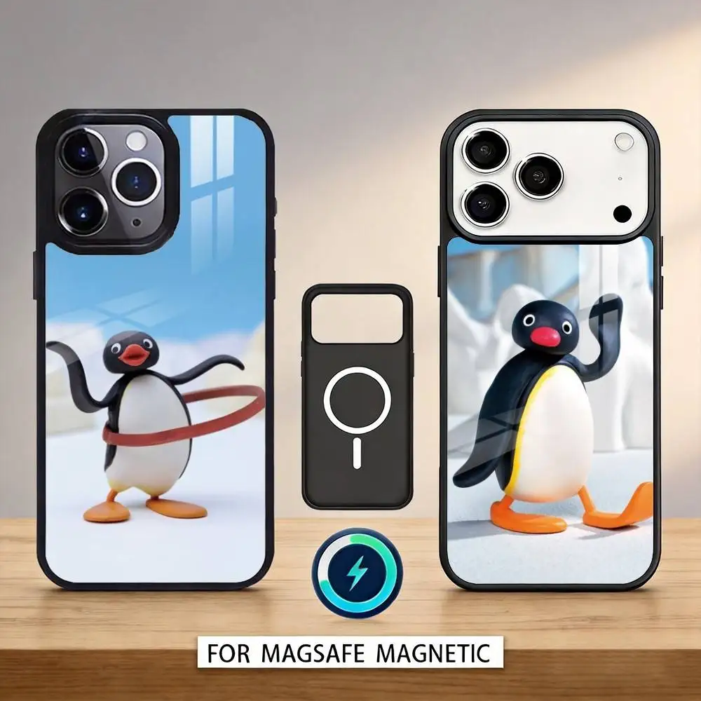 

Cute P-Penguin P-Pingu Phone Case Magnetic For iPhone17 16 15 14 13 12 Pro Max For Magsafe Wireless Charging Cover