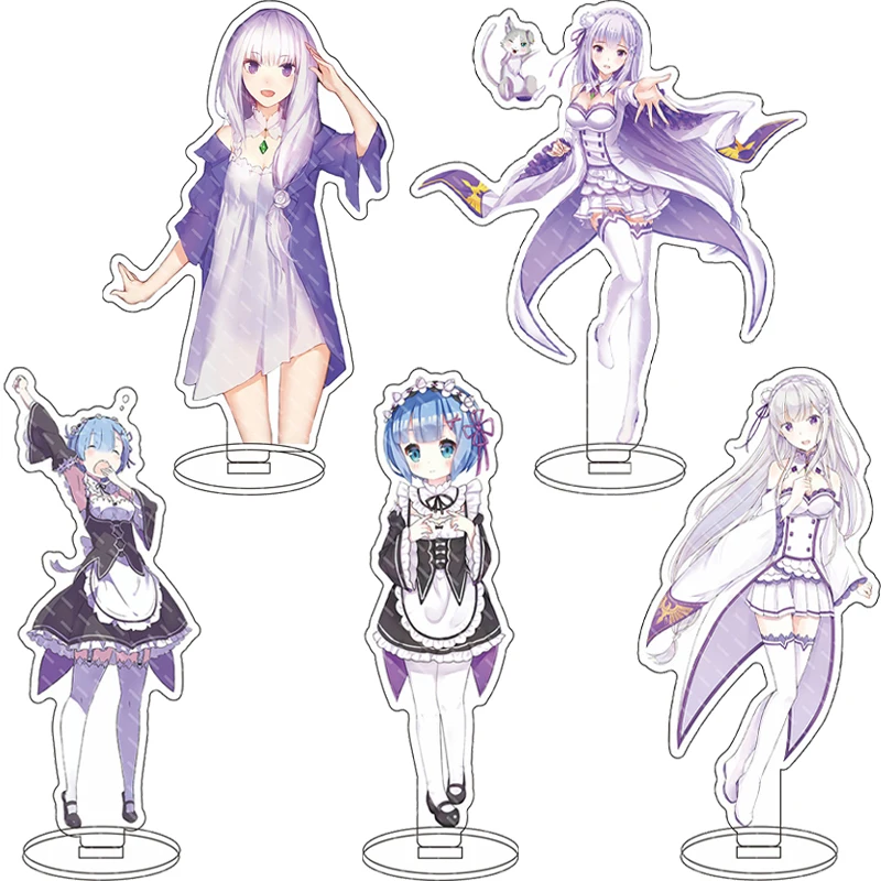 16CM Anime Figure Re:Zero -Starting Life in Another World‌ Emilia Rem Natsuki Subaru Cos Acrylic Stand Ornaments Chrismas Gifts