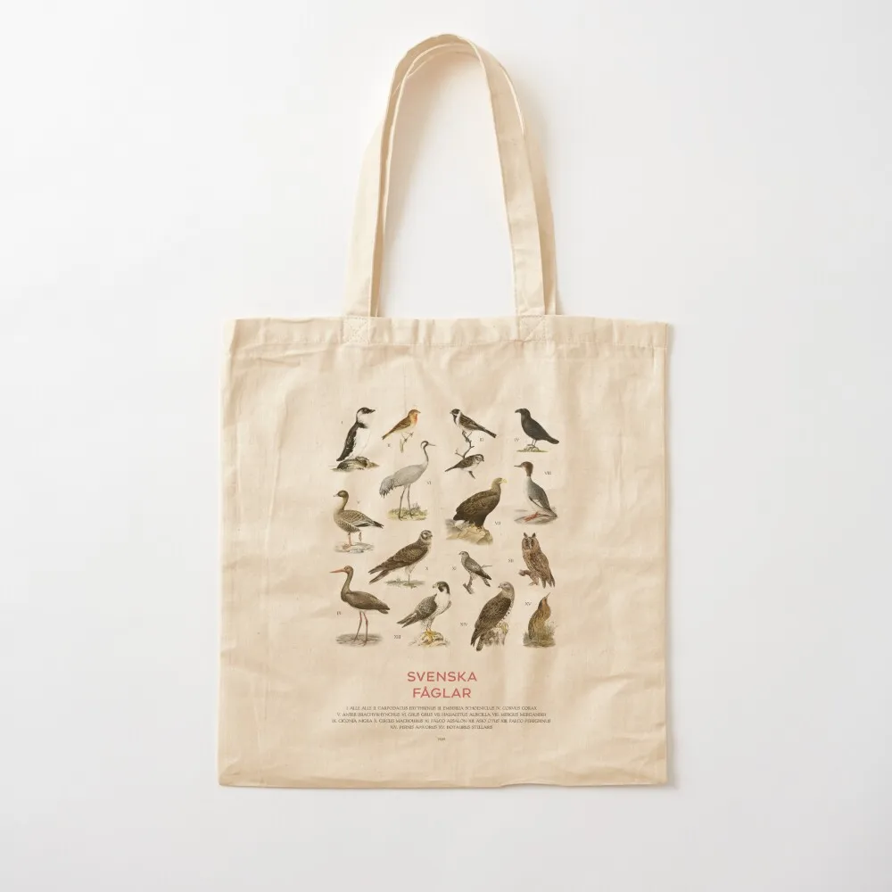 Swedish Birds Educational Chart Tote Bag reusable shopping bags bag for beach cute tote bag