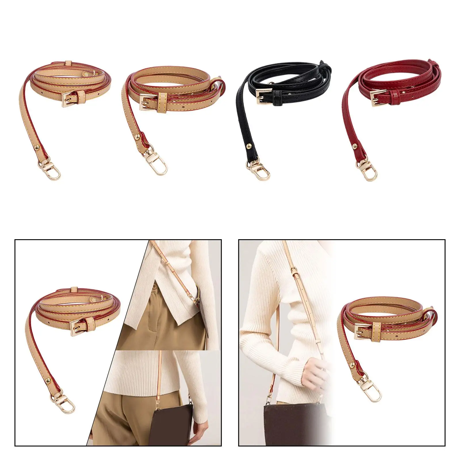 Shoulder Strap Purse Strap Adjustable Length Trendy Cross Body Strap PU Leather Bag Strap for Briefcase Clutch Modification