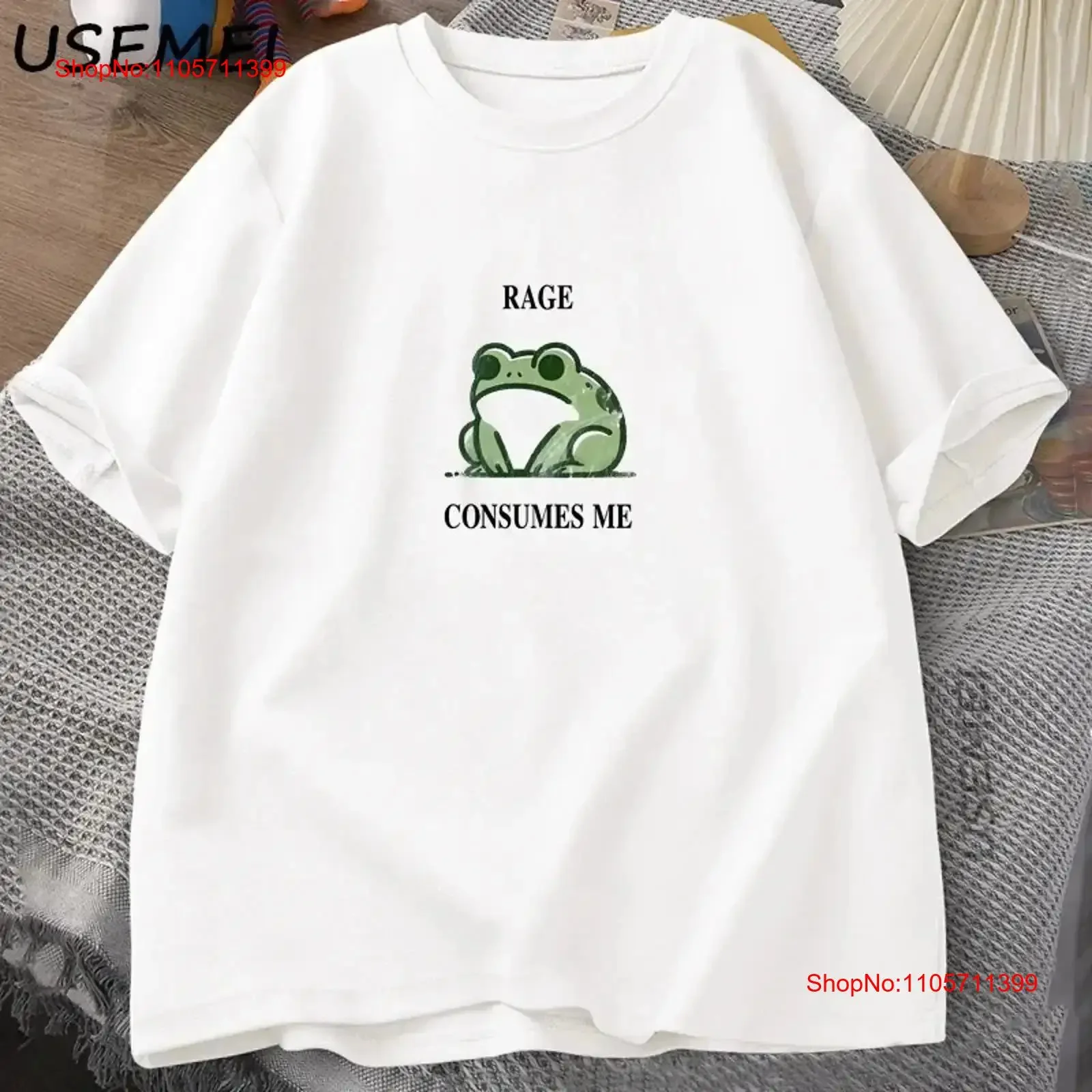 Funny Frog T Shirt Rage Consumes Me Meme long or short sleeves vintage Washed Top For Everyday Wear fashion Soft Versatile