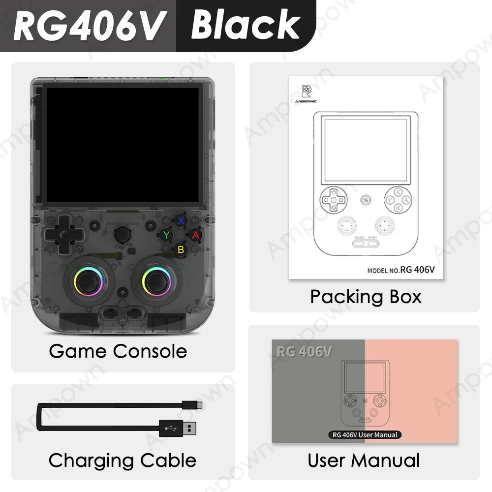ANBERNIC RG406V draagbare gameconsole 4 "IPS touchscreen Android13 hogesnelheidsventilator 6nm Unisoc T820 RGB-joystick 1080 DP-uitgang