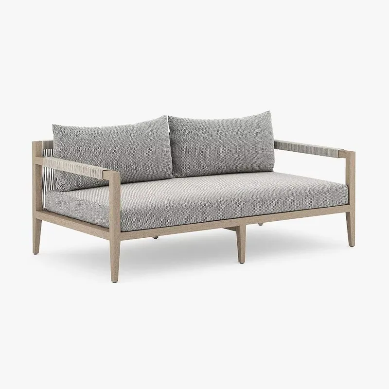 Garden Sets Luxury Outdoor Lounge Teak Sofa  Relax  Communication Tow Seaters Sofa with Quick Dry Foam