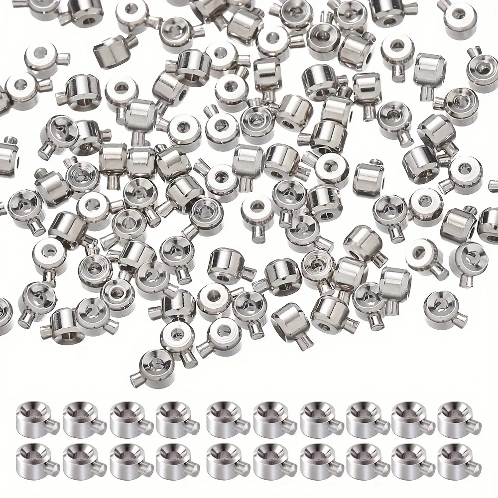 20st 3x4mm koperen positionering gespen sluitingen met kralenkapjes - DIY ketting en armband connectoren, sieraden sluiting accessoires