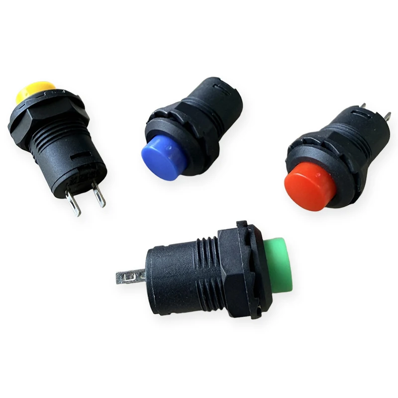 10PCS DS-427 12mm Hole Opening Self Resetting Power Round Button Switch 1.5A/250V 3A/125V 2-Pin Plastic Push Switch