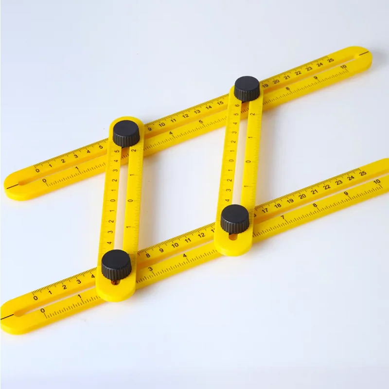 1PC Four-Fold Ruler Multi-Angle Ruler Movable Metric Inch Scale Multi-Function Measuring ABS Plastic Ruler Measuring Square