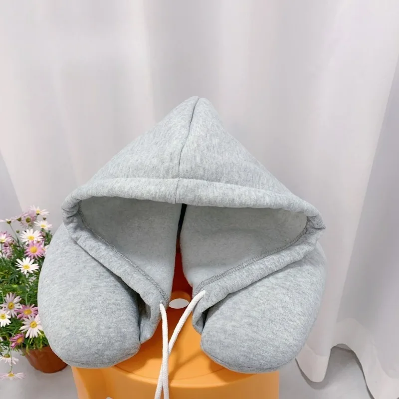 

Travel Essentials U-Shape Airplane Pillow With Hoodie Soft Comfortable Hooded Neck Travel Pillow Sleeping Pillows Home Body