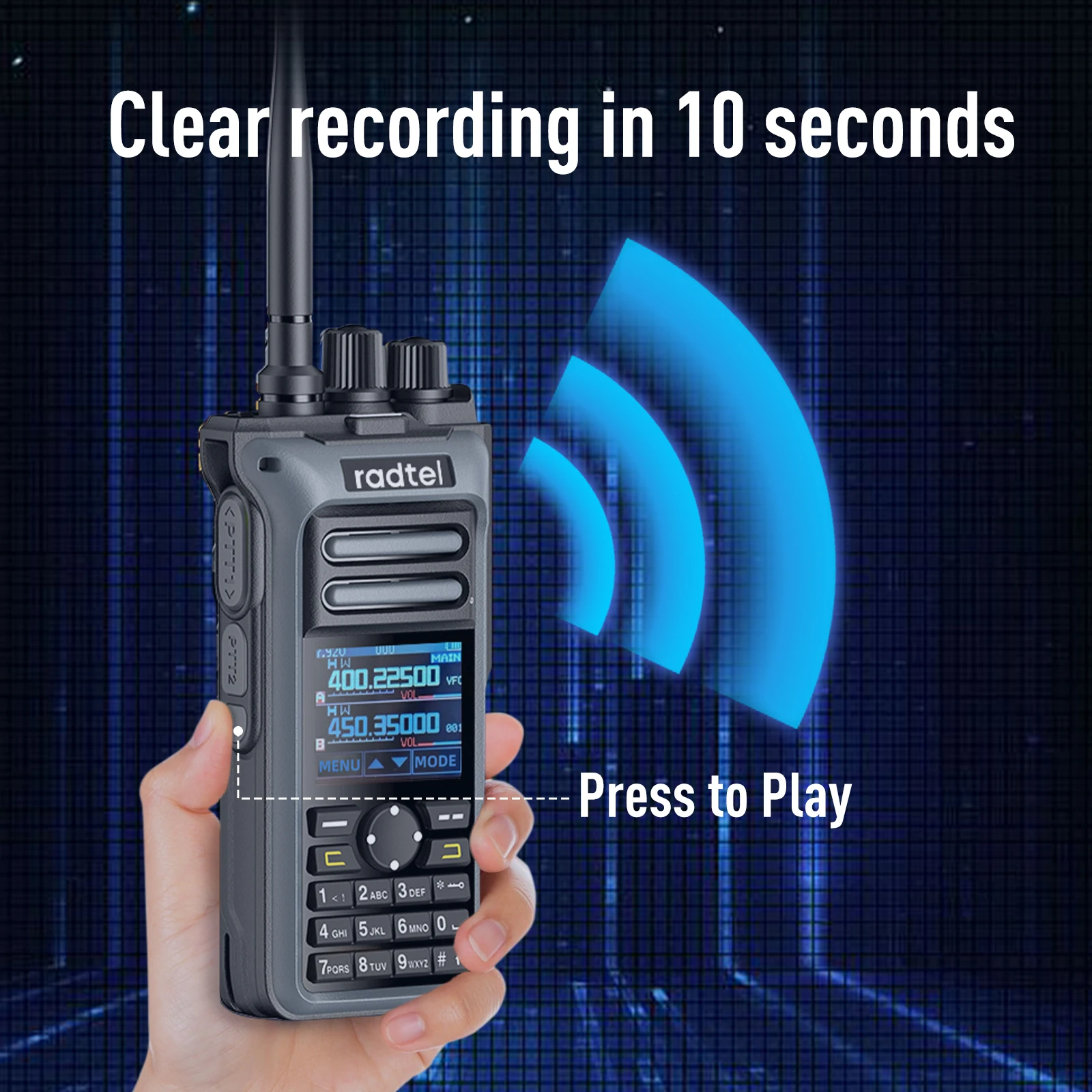 Radtel RT-752 10w Air Band Walkie Talkie Full Band Amateur Ham Radio 250CH  HT USB-C Battery NOAA FM AM Recording  Vibration