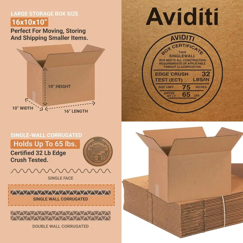 

Набор из 25 средних гофрированных картонных коробок 16x10x10 для переезда, почтовых отправлений, упаковки и хранения