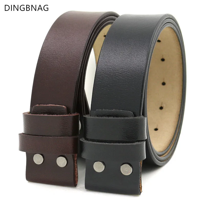 Mens Belt Pure Cowhide Belt Strap 3.8CM No Buckle Genuine Leather Belts With Holes High Quality Belt