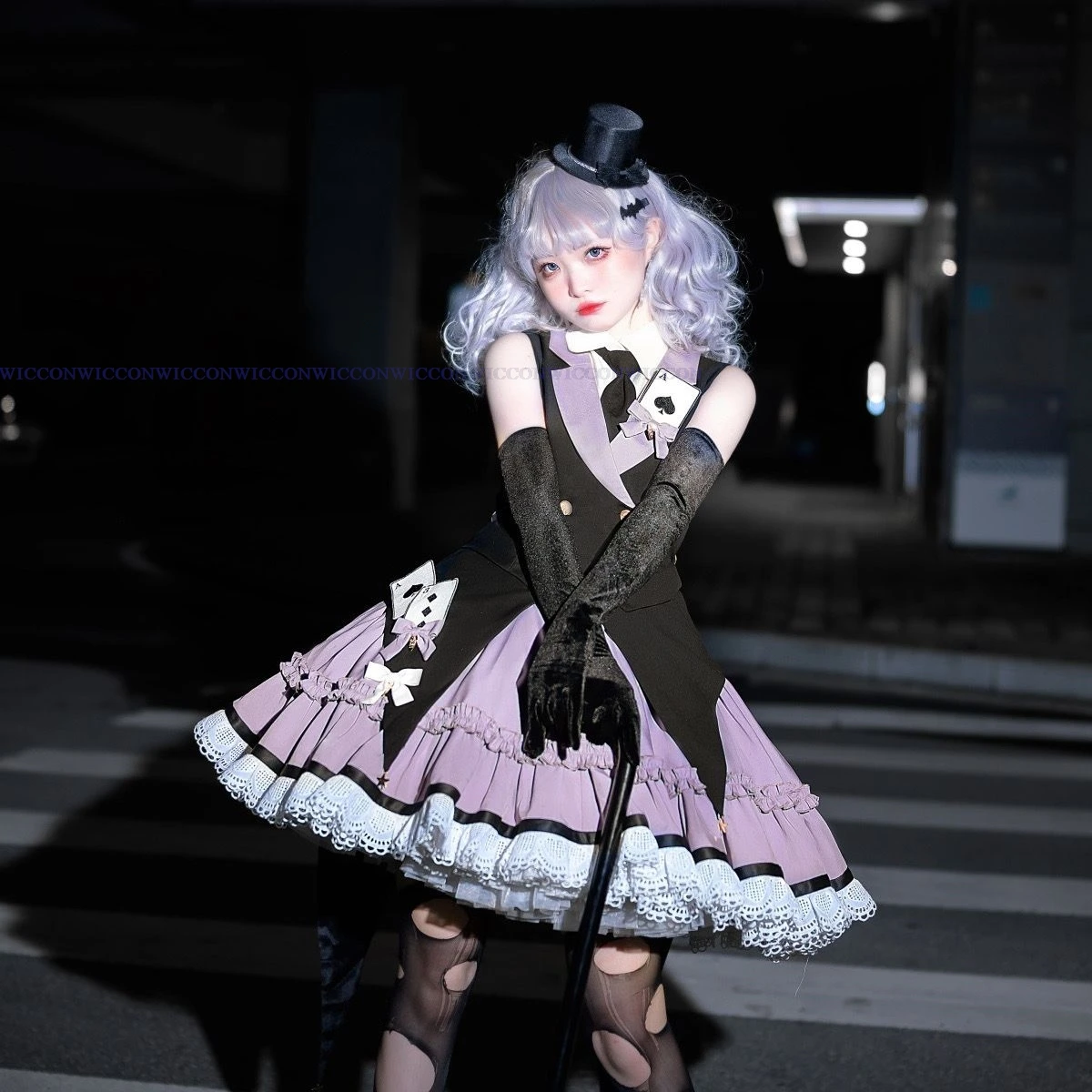 

Women Alice Lolita Black Purple Cotton Cosplay Dress Court-Style Gothic Tank Dress Costume Sexy Anime Maid Halloween Dress Girls