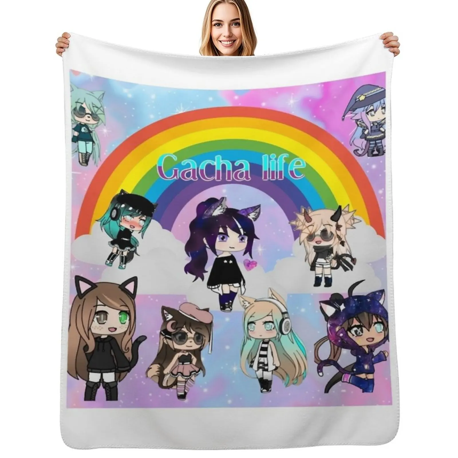 

gacha life anime pack Sleeveless Top Throw Blanket Sofa Heavy Luxury St blankets and throws Blankets