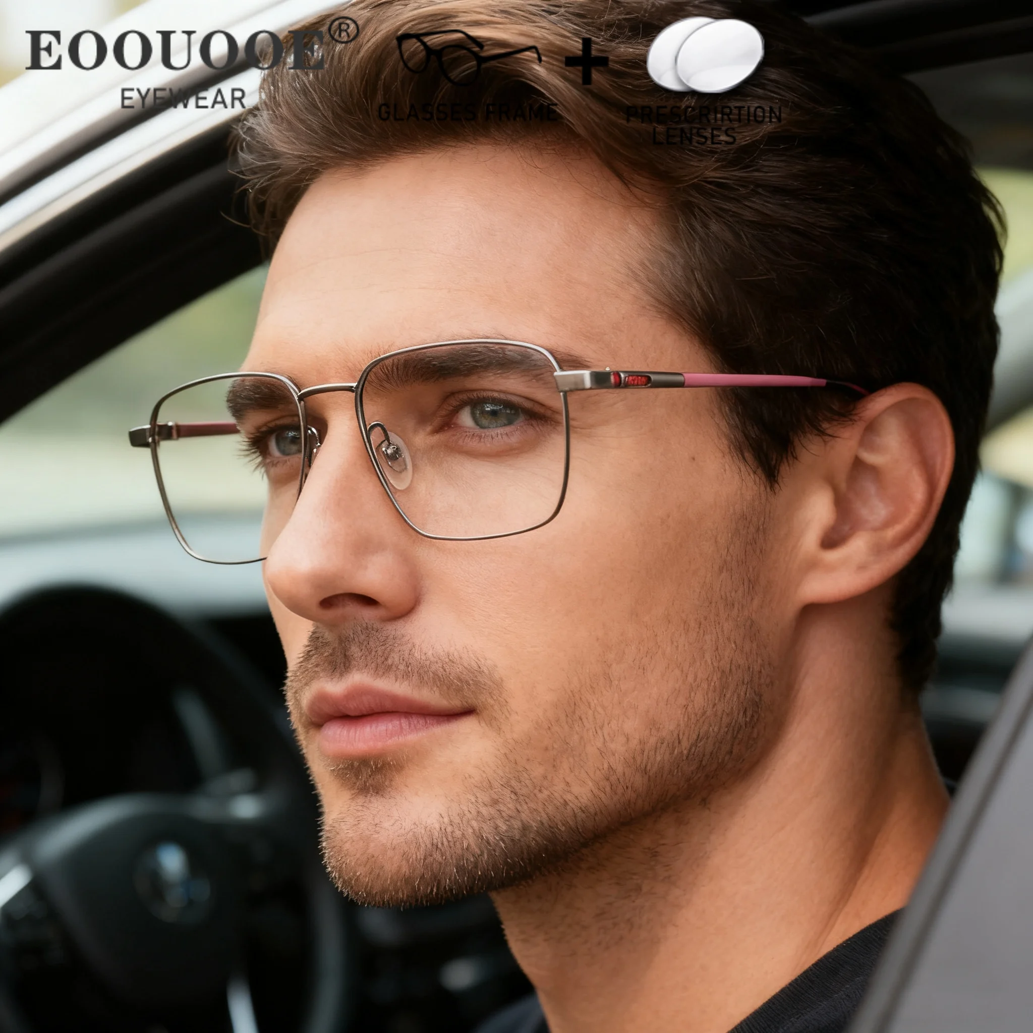 

Men Drive Glasses Pure Titanium With TR90 Eyewear Customize Prescription Lenses Myopia Progressive Large Size Optical Eyeglasses