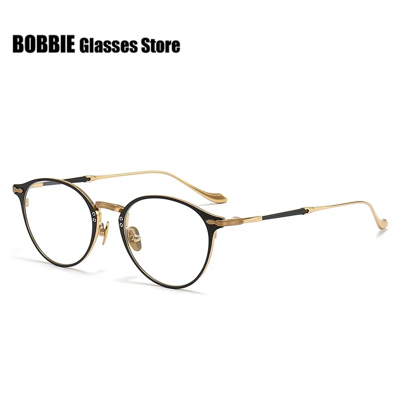 

Оправа для очков Мужская из чистого титана, винтажные круглые ультралегкие очки для близорукости, по рецепту, M3112, ручная работа, японский дизайн