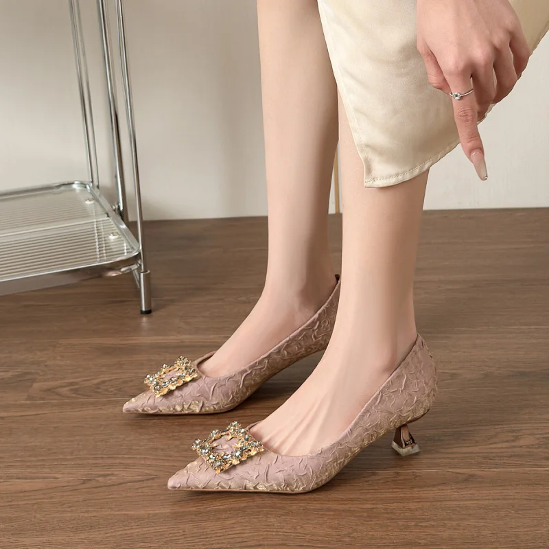 spring-new-style-satin-color-changing-square-buckle-high-heeled-shoes-pointed-toe-women's-stiletto-light-luxury-elegant