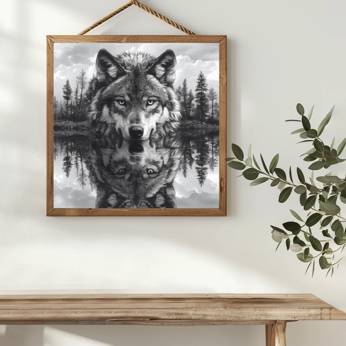 40x40cm/15,7x15,7-Zoll DIY Kreuzstich-Set ohne Rahmen, cooles Wolf-Design, Kreuzstich-Werkzeugset für Heimdekoration und Bastelarbeiten – Detail 1