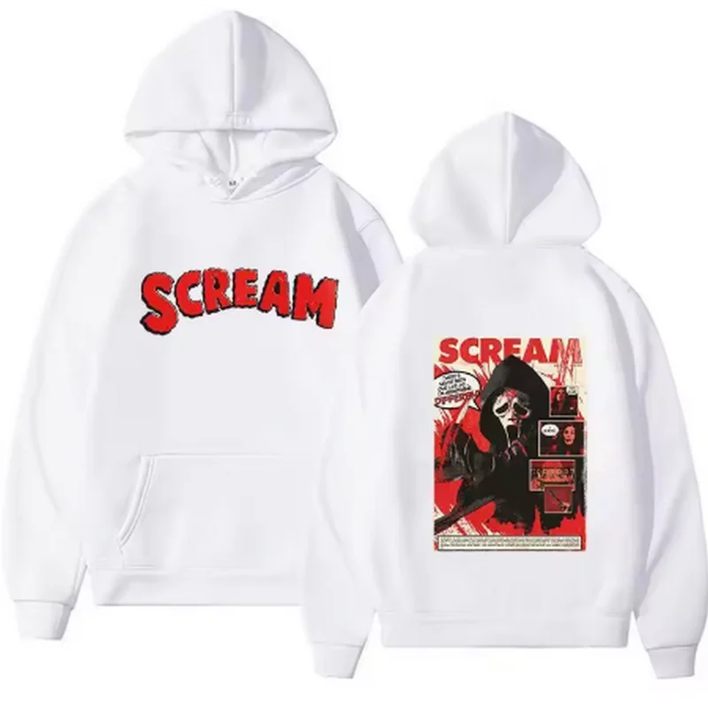 الصراخ السادس Ghostface هوديي جديد الخريف والشتاء الرجال الرجال موضة جديدة بلوزات فضفاضة عادية Harajuku قناع السترة ملابس رياضية