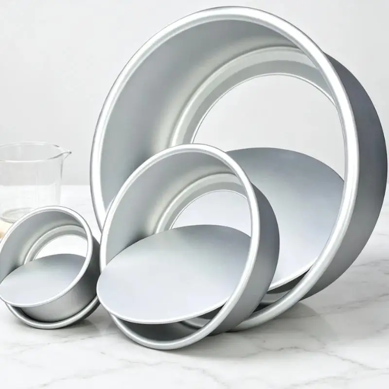 1Pcs Aluminum Alloy Round Cake Pan Set With Removable Bottom Perfect For Home Baking Birthday Cake Making