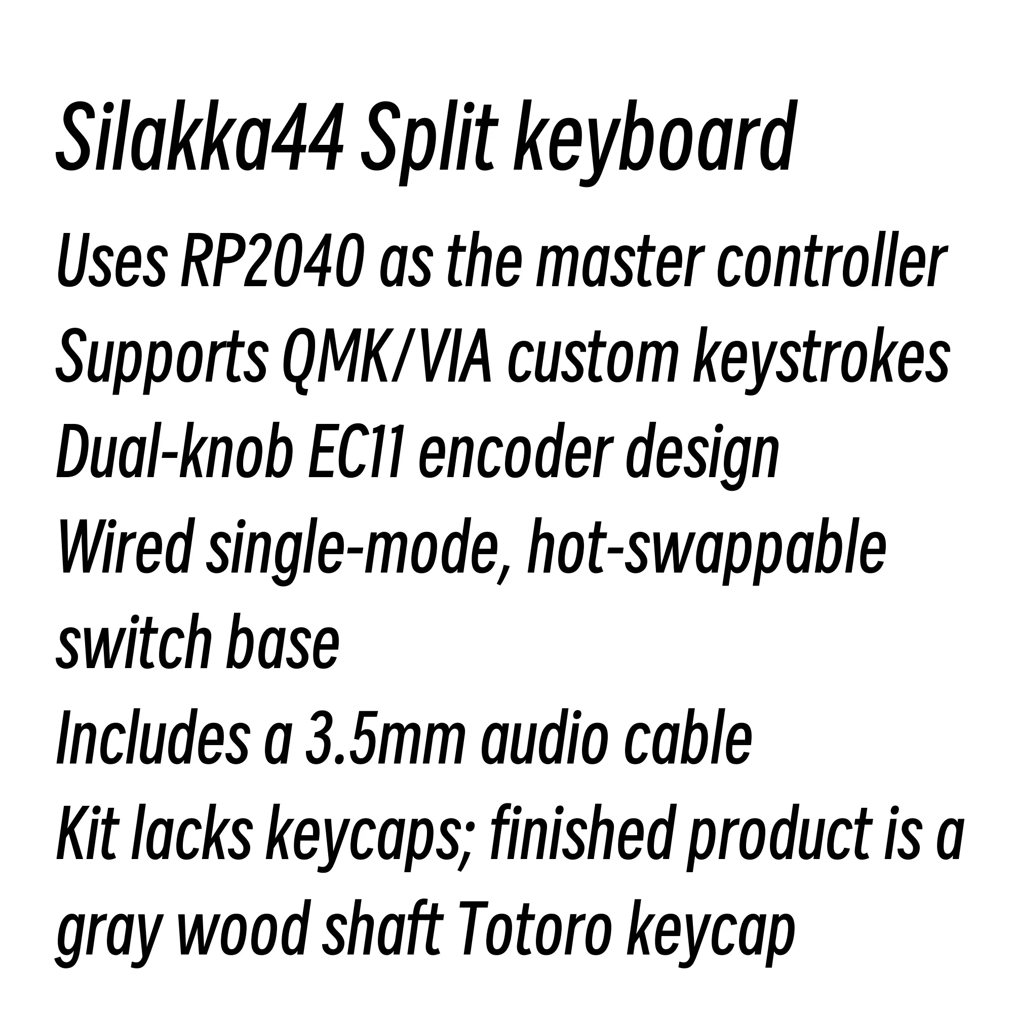 Silakka44 분할 키보드 지원 Qmk/Vial 키보드 키트 유선 핫 스왑 인체 공학 Rp2040zero 맞춤형 Pc 게이머 액세서리