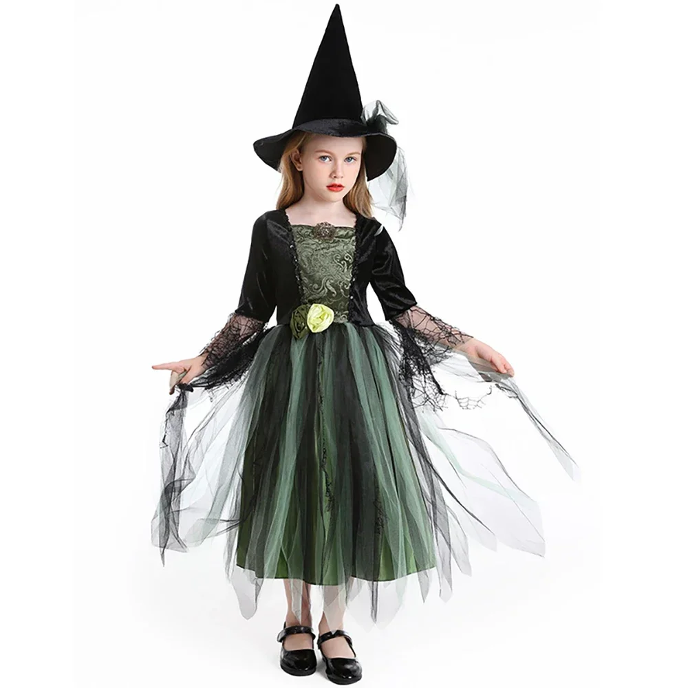 

Children Evil Witch Vampire Dress Up Halloween Children's Witch Dress Girls Bat Wicked Witch Cosplay Costume