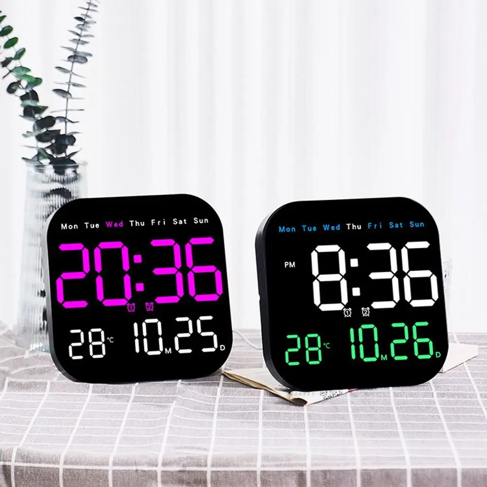 

Wall-mounted Electronic Wall Clock New Temperature Date Display Table Clock Home Calendar Digital LED Clocks for Bedroom