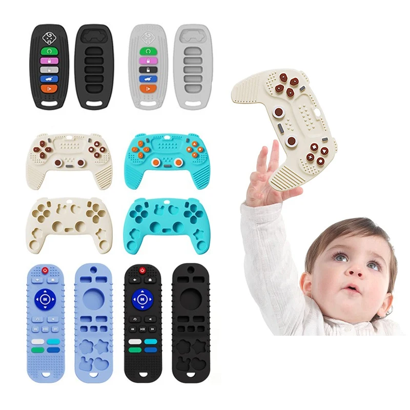 Silicone Baby Remote Control Teether Toy For Babies 6-12 Months Game Handle Early Educational Teething Boys Girls Baby Chew Toys