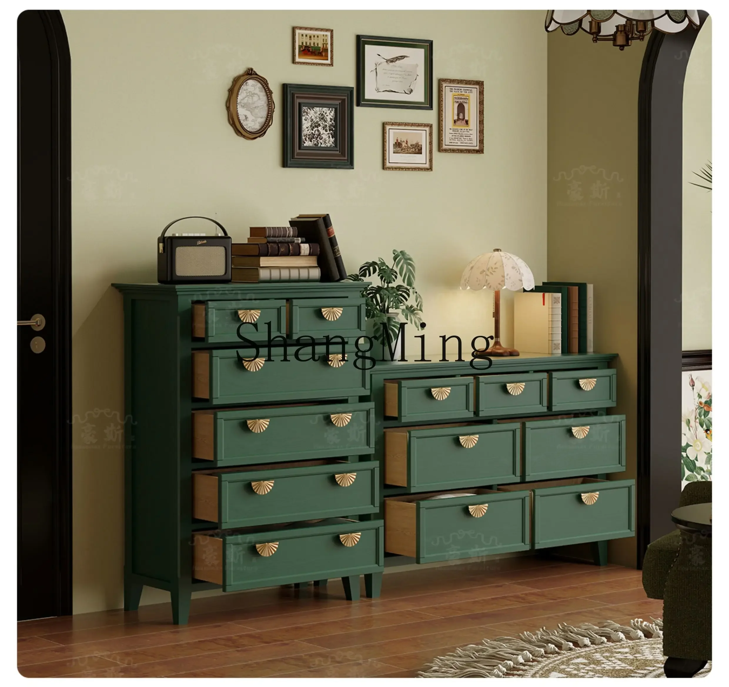 

ZYY retro seven-chest cabinet, living drawer, six-seven-bucket combination, large-capacity storage cabinet