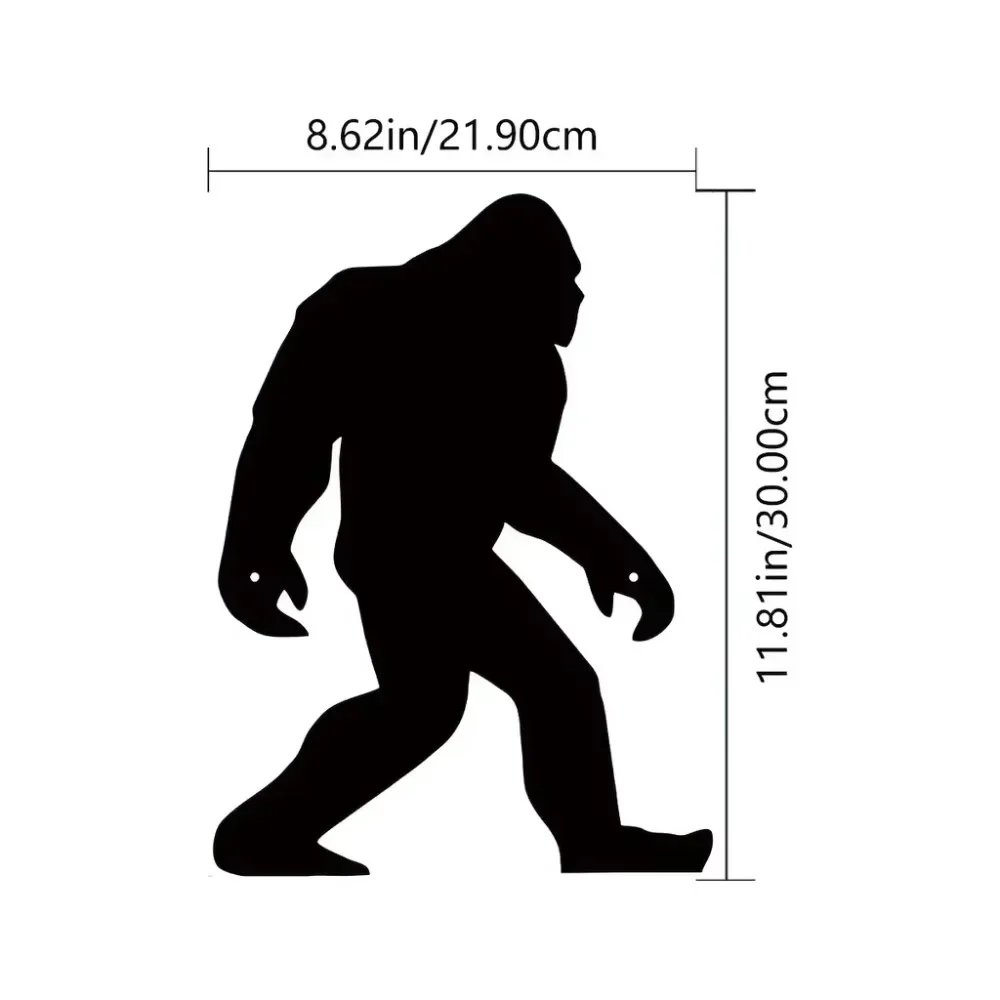 CIFBUY Bigfoot Silhouette Metal Wall Art 2D Flat Black Iron Hanging Sculpture Funny Creature Indoor Home Decor