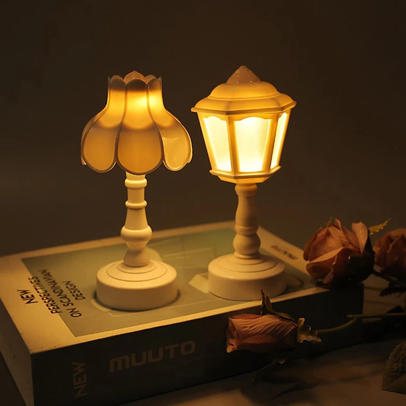 Mini LED Luz Lotus Forma Eye-proteção Table Night Lamp Para Dollhouse Home Decor Bed Side Study Sala de estar Decoração do quarto