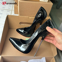 Factory Customize 16cm Extreme High Heels Shiny Black Stilettos Sexy Women Pumps Fetish Catwalk Cosplay Model Man Shoes Size46