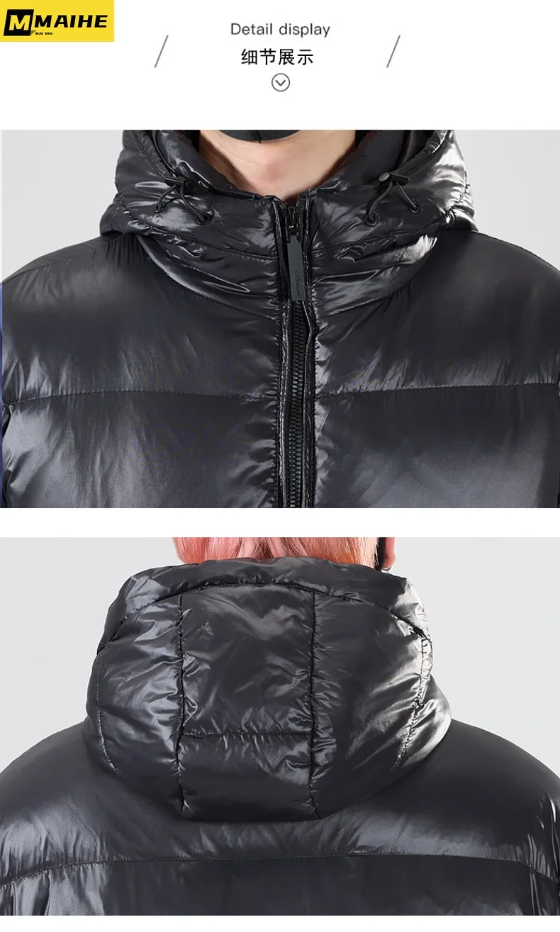 men\'s Winter Luxury Padded Jacket Windproof Warm Black Gold Glossy Ski Parkas Short Korean Style Couple Thick Down Cotton Jacket