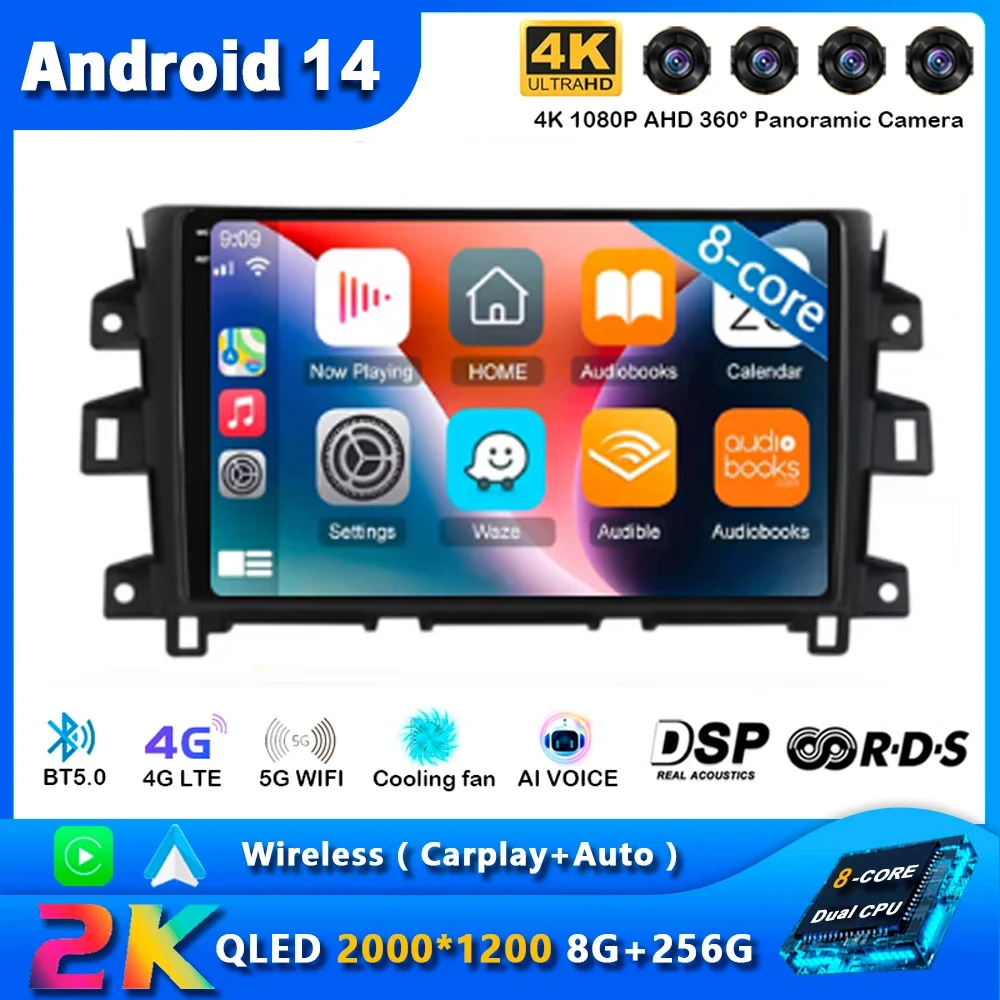 

Автомобильное радио Carplay Android 14 для Nissan NAVARA Frontier NP300 2011-2018, навигация, GPS, мультимедийный плеер, Wi-Fi + 4G, стерео видео
