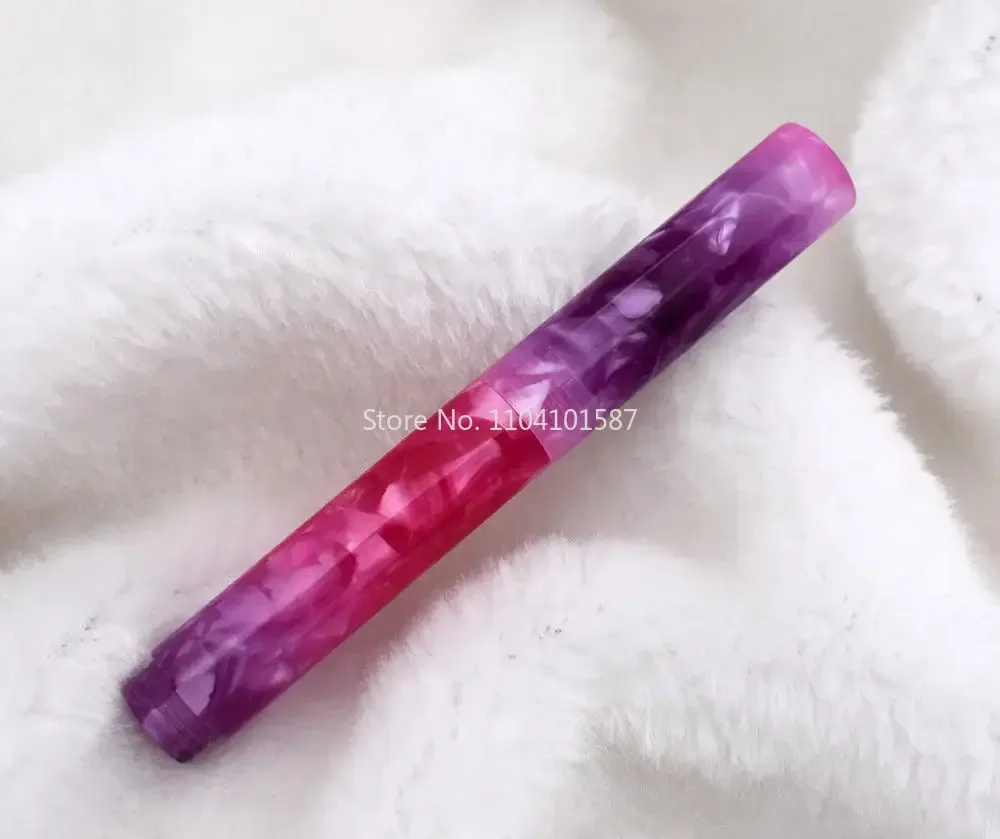 

New Wanwu Creative Celluloid Mini Glass Dip Pen & Fountain Pen Starry Sky Purple Pocket EF/F/Small Bent Ink Pen & Box Gift Set