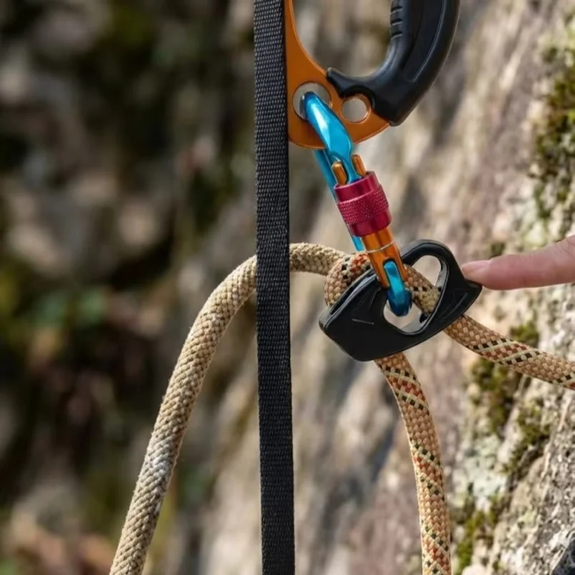 Climbing Ascender Fall Arrestor Aluminum Alloy Adjustable Rope Grip Automatic Lock for Rock Climbing Mountaineering Caving