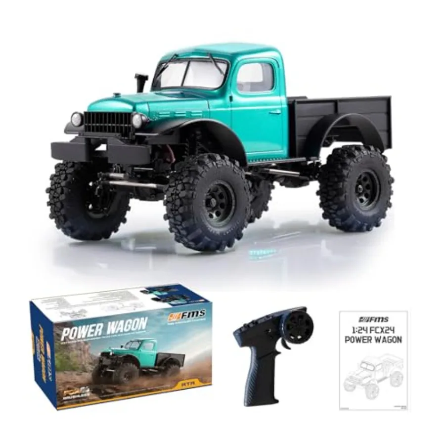 

Offroad Trucks 4X4 RC Rock Crawler for adults, green ABS plastic body, brushless motor, 2-speed switch and LED lights