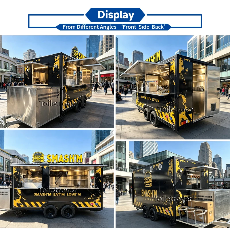 Commercial Mobile Food Truck Dessert Donuts Fast Food Trailer Fully Equipped Ice Cream Food Trailer Truck for Party Wedding
