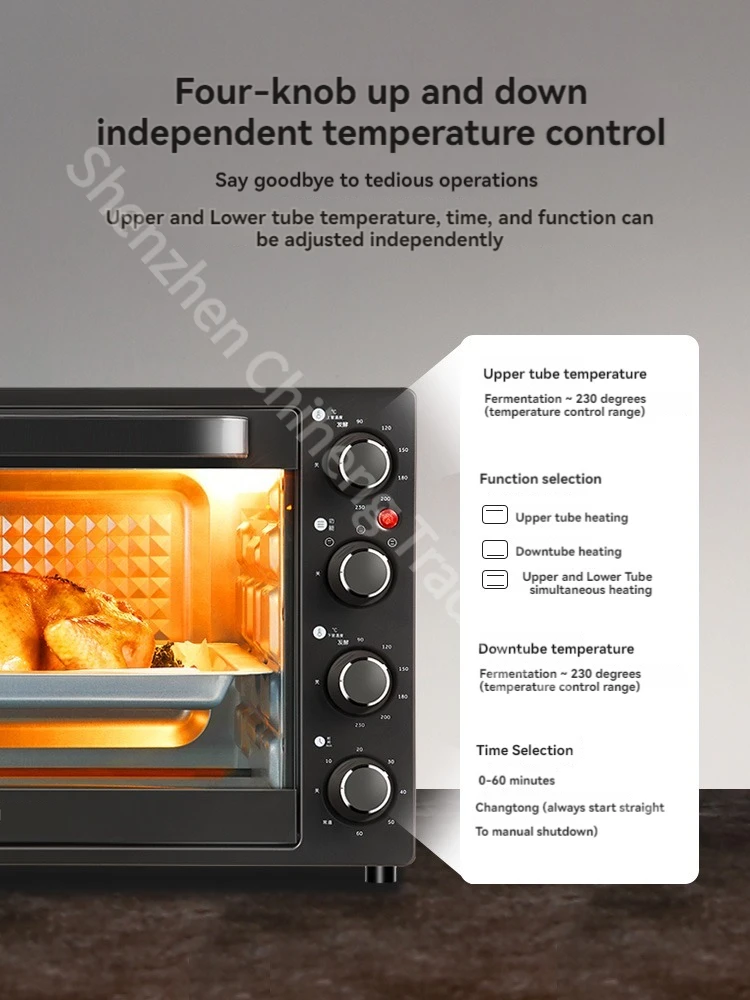 Horno eléctrico multifuncional de gran capacidad para el hogar, máquina de desayuno de cuatro capas, 40L