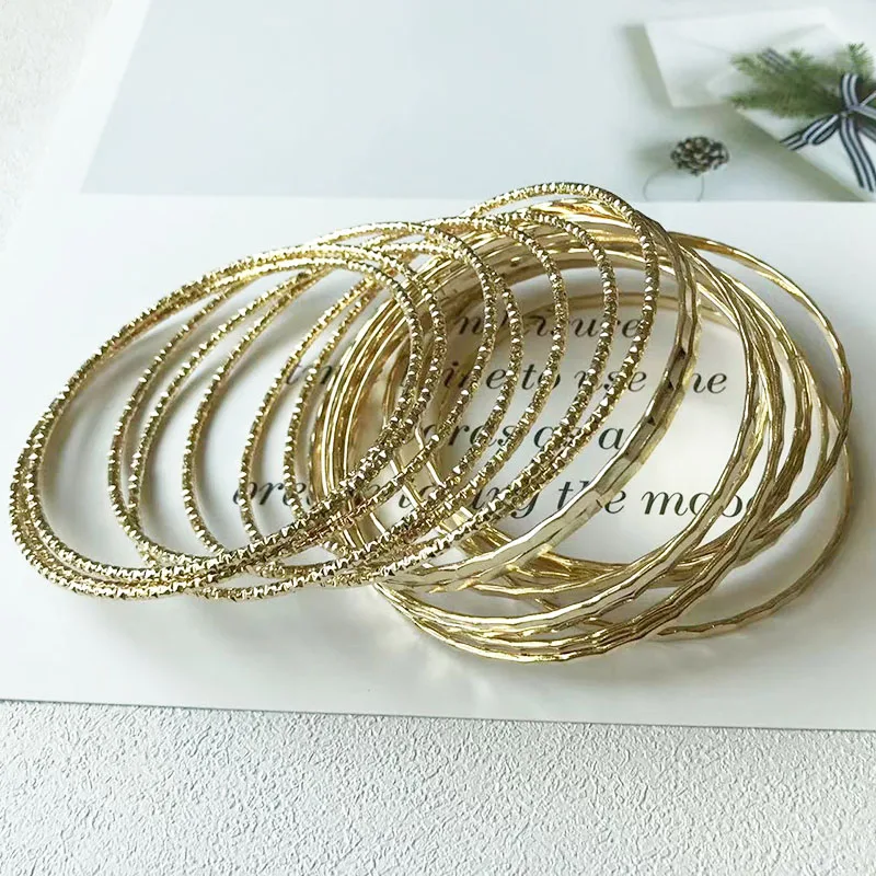 Gold Indian Bracelets Pack Multilayered Wristband for Women Green Enamel Bamboo Bangle Set Jewellery Accessories 8/20pcs Lot