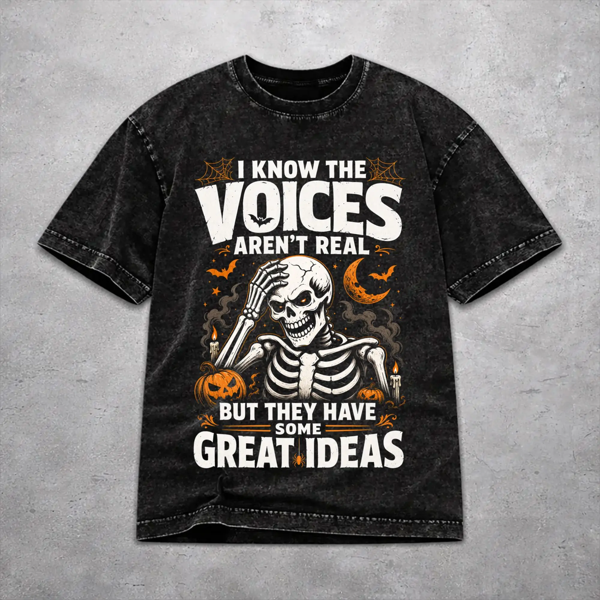 Fashion Women Men I KNOW THE VOICES AREN'T REAL Tee Shirt Oversize Washed  T Shirts Apparel