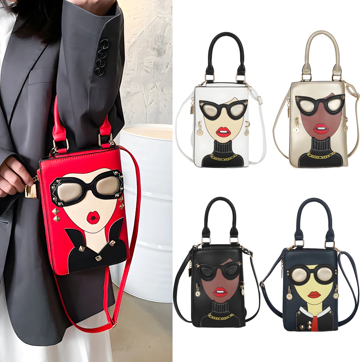 

Новинка, уникальные 3D женские сумки из искусственной кожи с верхней ручкой, сумки-портфели для женщин, забавная сумка-тоут, сумки через плечо-хобо