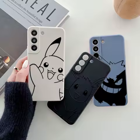 Line Pokemons Cartoon S24FE Phone Case For Samsung Galaxy S25 Ultra S24 S23 S22 Plus S21 S20 FE S10 S25Ultra Case Silicone Cover