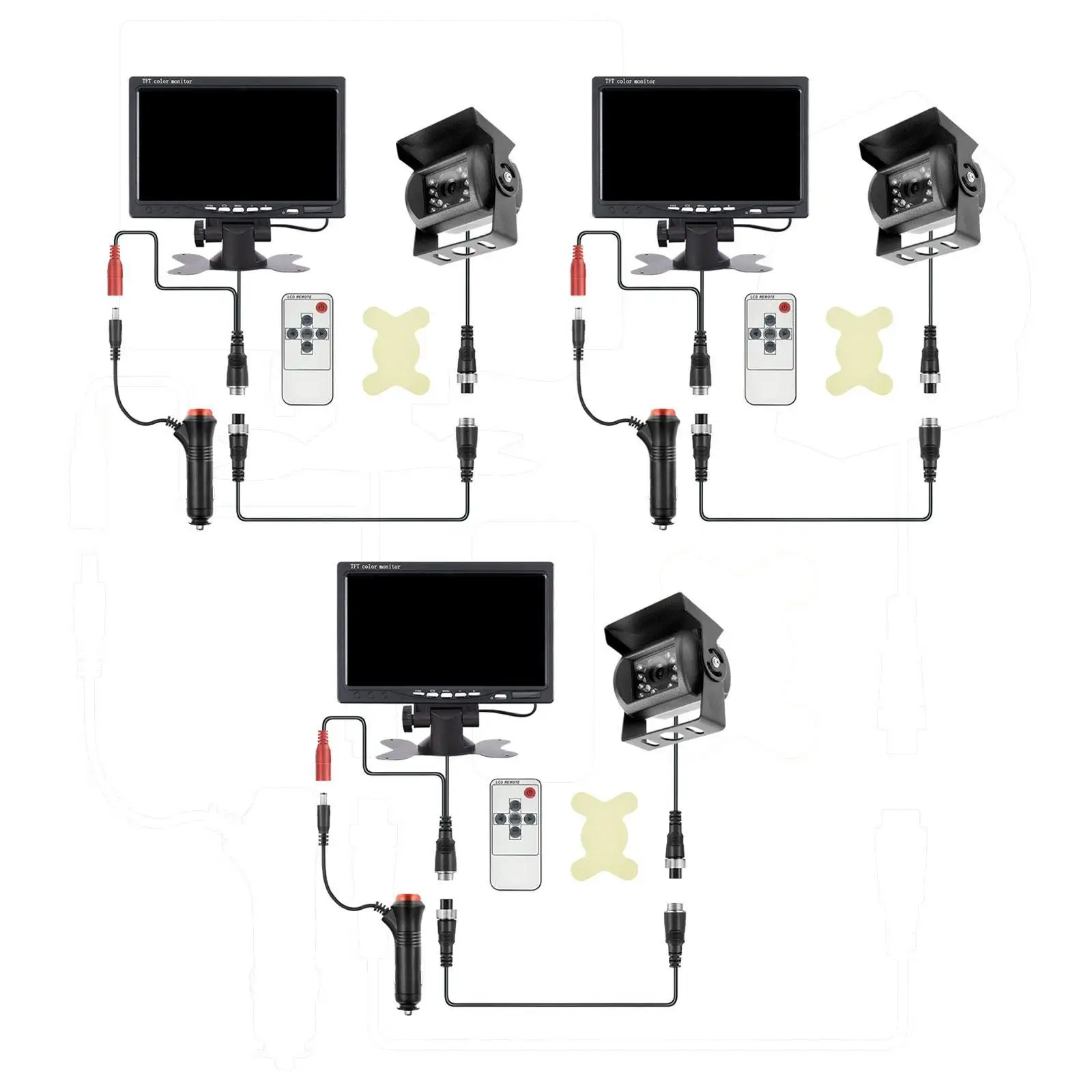 Kamera spion layar 7 inci 18LED braket pemasangan yang dapat disesuaikan Monitor kendaraan