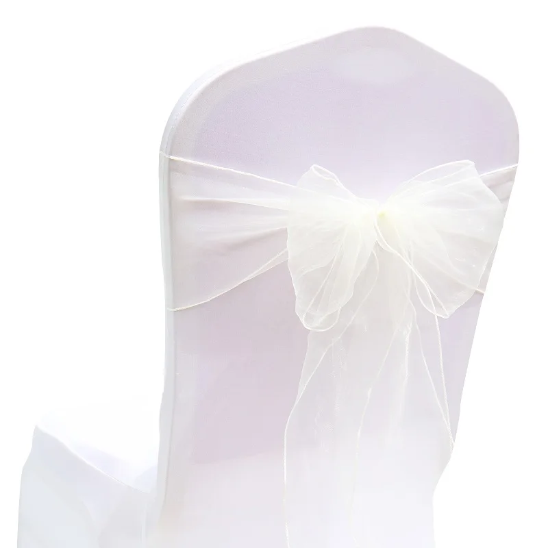 10Pcs Organza Chair Sashes Knot Bands Chair Bows For for Wedding Party Banquet Event Country Wedding Chair Decoration